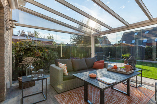 Aluminium Veranda | The Nobile | Wide Span Up To 7m | Extra-Large Gutter | Polycarbonate or Glass Roof