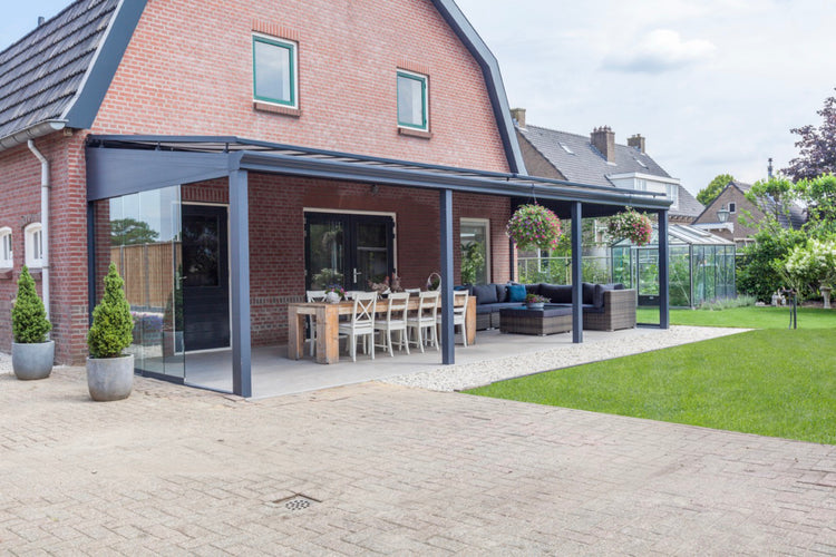 Aluminium Veranda | The Nobile | Wide Span Up To 7m | Extra-Large Gutter | Polycarbonate or Glass Roof