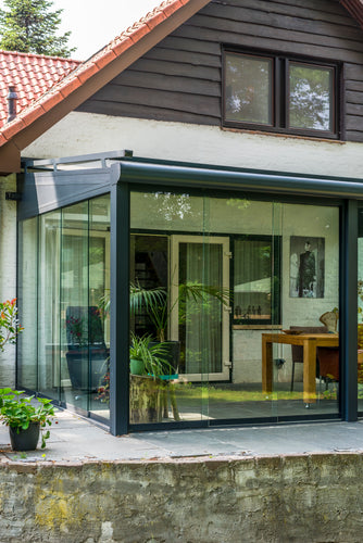 Aluminium Veranda | The Nobile | Wide Span Up To 7m | Extra-Large Gutter | Polycarbonate or Glass Roof