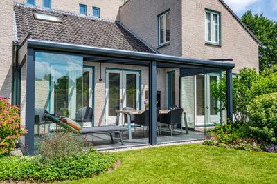 Aluminium Veranda | The Nobile | Wide Span Up To 7m | Extra-Large Gutter | Polycarbonate or Glass Roof