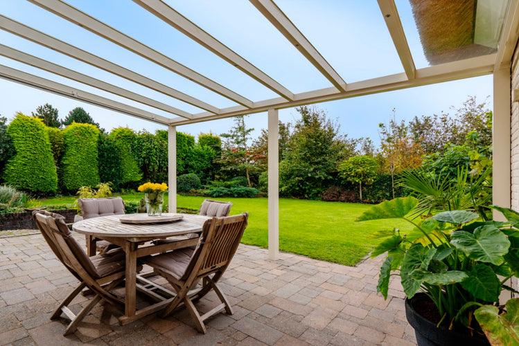 Aluminium Veranda | The Nobile | Wide Span Up To 7m | Extra-Large Gutter | Polycarbonate or Glass Roof