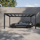 Glass Roof Aluminium Carport | The Rimessa | Reinforced Safety Glass | Extra-Wide Panels | Spans Up To 7m | Integrated LED