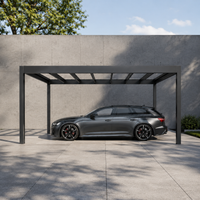 Glass Roof Aluminium Carport | The Rimessa | Reinforced Safety Glass | Extra-Wide Panels | Spans Up To 7m | Integrated LED