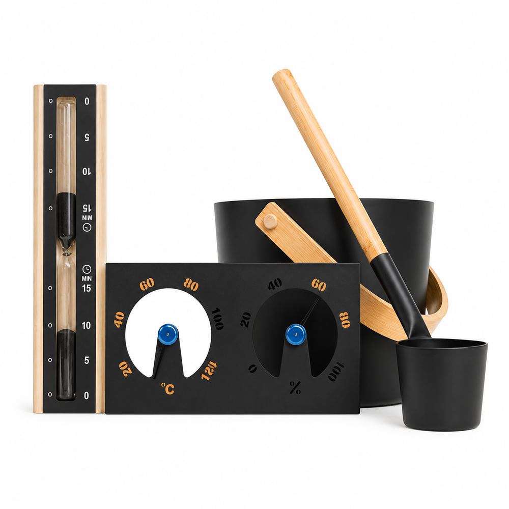Black Essential Sauna Accessories Starter Set