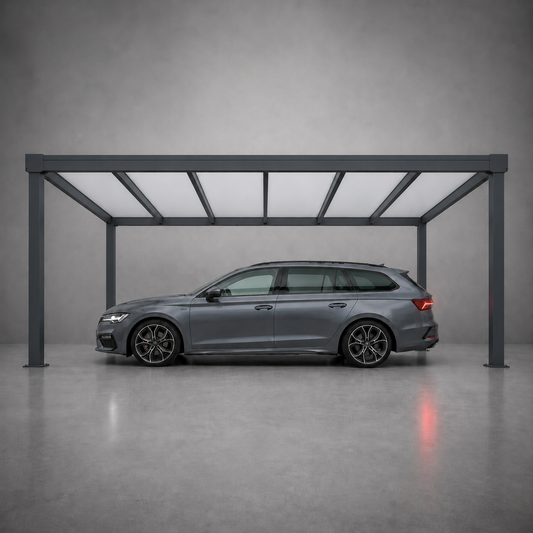 Aluminium Carport | The Tetto Freestanding | Modular & Interlinkable | Sloped Roof with Concealed Drainage | Add Grillo Louvre Sides
