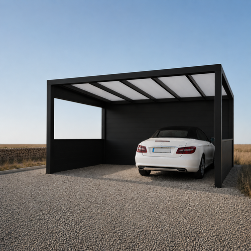 Freestanding Aluminium Carport | The Scudo  | No Wall Fixing Required | Concealed Rear Drainage | Standalone Vehicle Shelter