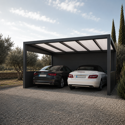 Freestanding Aluminium Carport | The Scudo  | No Wall Fixing Required | Concealed Rear Drainage | Standalone Vehicle Shelter