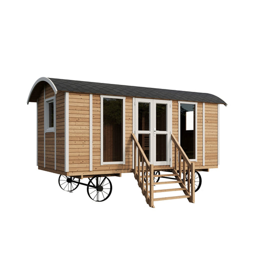Mobile Sauna Wagon — Towable Solid Spruce Outdoor Sauna, 10.9m² — spruce — angle view 1