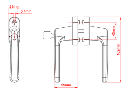Fiano Side or Centre Opening Locking Handle