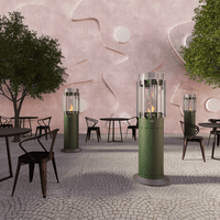 GlammFire Selene Hedges Gas Heater — in use outdoors