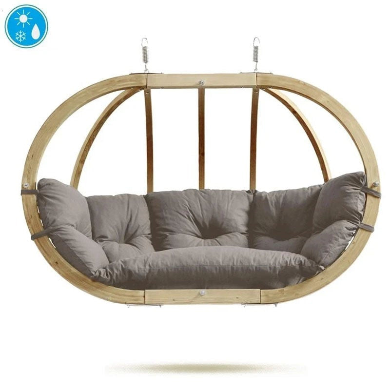 Globo Royal Taupe Double Seater Hanging Egg Chair — front view