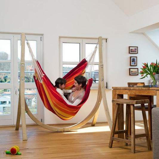 taurus wooden hanging chair stand freestanding product exterior view