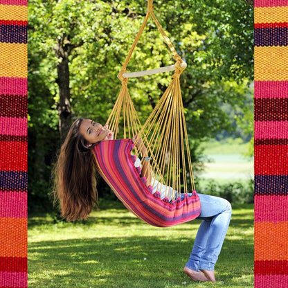 Belize Vulcano Hammock Chair — styled in a garden setting