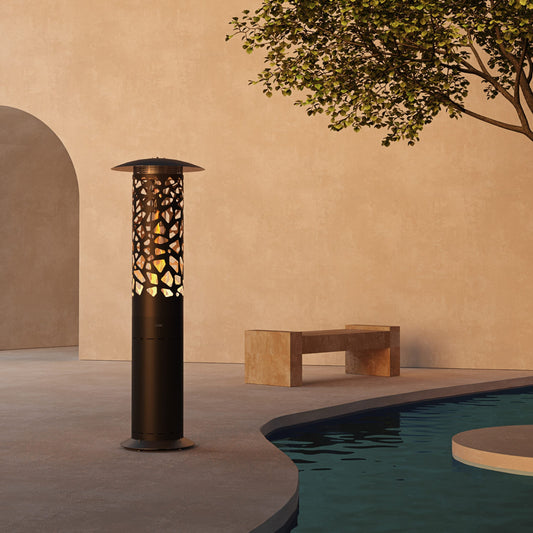 GlammFire Tile Hyperion Gas Heater — in use outdoors