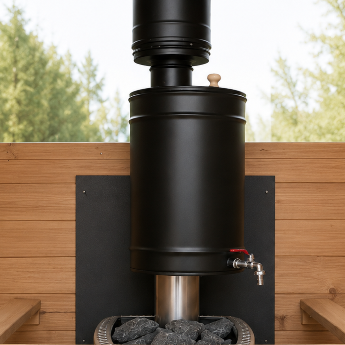 Water Tank for Wood Burning Sauna Heaters — Off-Grid Hot Water