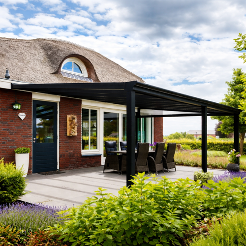 Aluminium Veranda | The Nobile | Wide Span Up To 7m | Extra-Large Gutter | Polycarbonate or Glass Roof