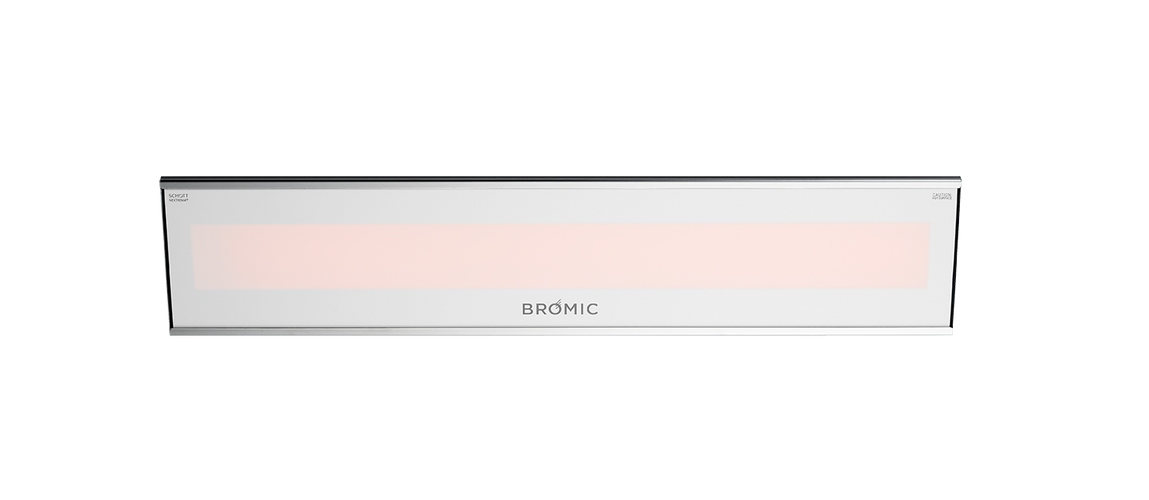 Bromic Platinum Smart-Heat Electric in white, switched on | Roma Verandas