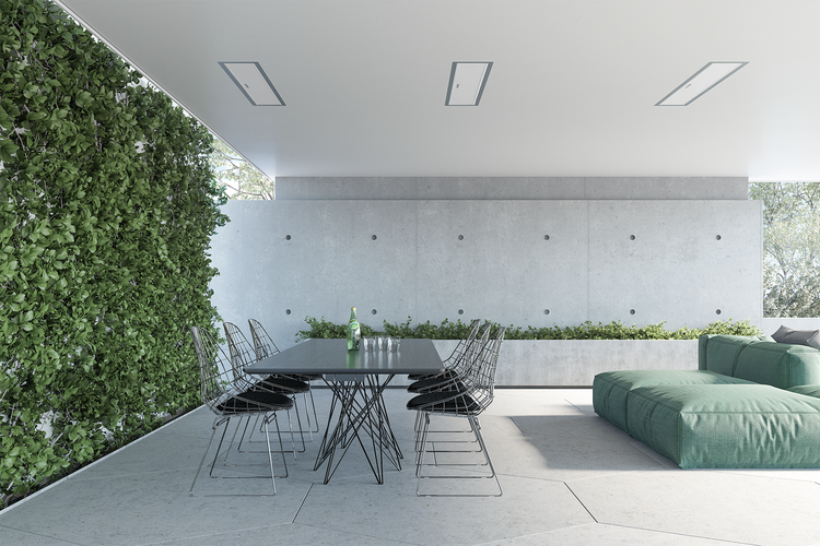 Bromic Platinum Smart-Heat Electric in white on a residential patio | Roma Verandas