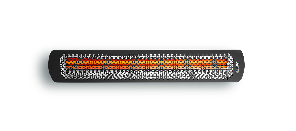 Bromic Tungsten Smart-Heat Electric in black, switched on | Roma Verandas