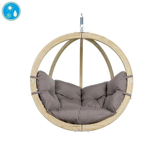 Globo Single Taupe Hanging Egg Chair product exterior view