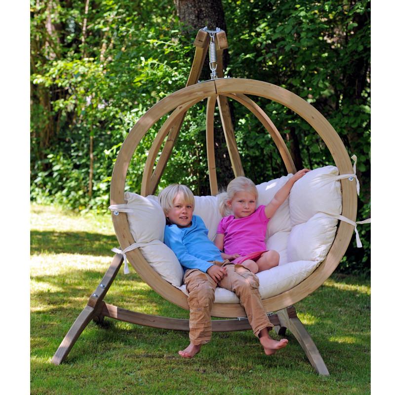 globo single hanging egg chair set product exterior view — view 4