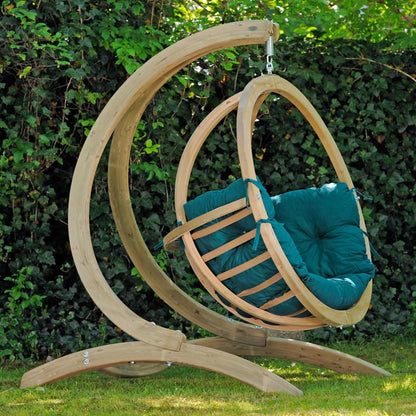 globo single hanging egg chair set product exterior view — view 5