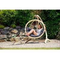 globo single anthracite hanging egg chair product exterior view — view 2