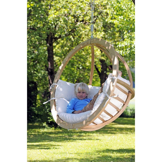 Globo Single Natura Hanging Egg Chair — in use outdoors