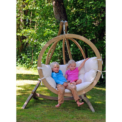 Globo Single Natura Hanging Egg Chair — styled in a garden setting