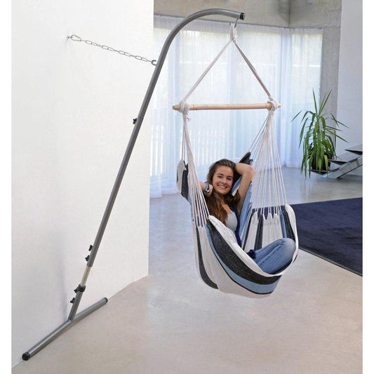 Palmera Rockstone Hammock Chair Stand — in use outdoors