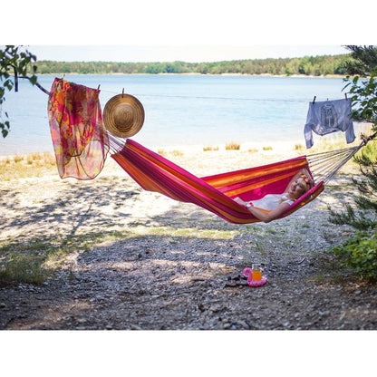 Santana Hammock Pink — styled in a garden setting