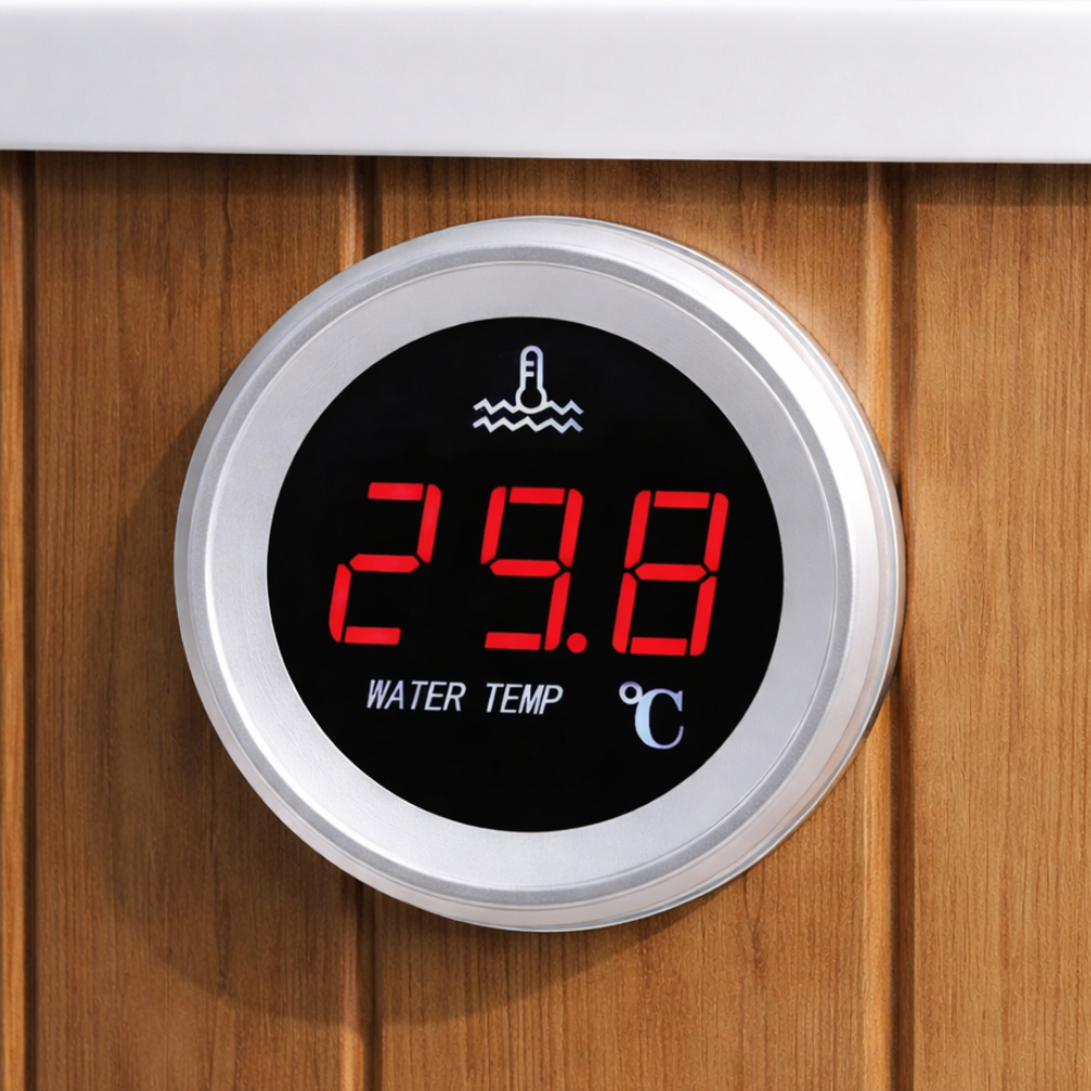 Integrated digital thermometer — front view