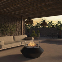 glammfire operetta fire pit lifestyle exterior view