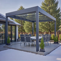 Glass Roof Aluminium Pergola | Deponti Pinela Glass | Reinforced Safety Glass | Extra-Wide Panels | Spans Up To 7m | Integrated LED