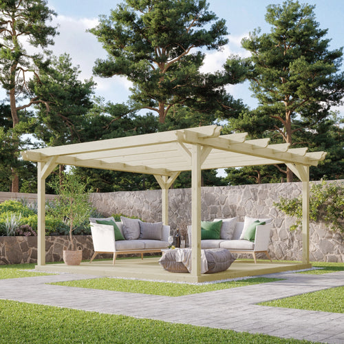 Freestanding Double Garden Pergola with Decking Kit | Timber | Multiple Sizes
