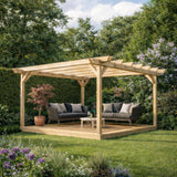 Freestanding Double Garden Pergola with Decking Kit | Timber | Multiple Sizes