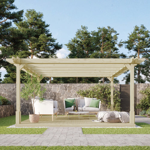 Freestanding Double Premium Pergola with Decking Kit | Timber | Multiple Sizes