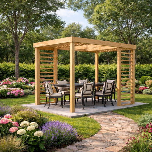Freestanding Panel Pergola | Timber | Privacy Panel Sides | Multiple Sizes