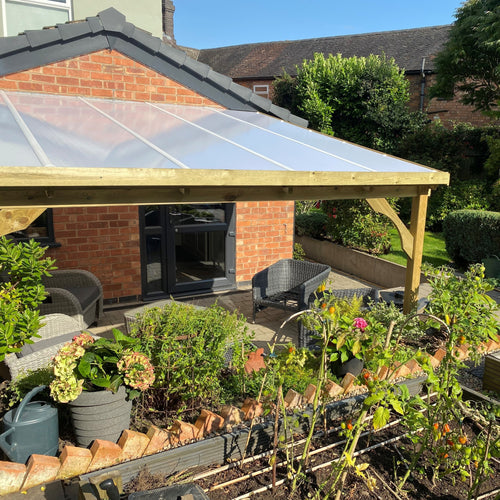 Wall Mounted Polycarbonate Roof Gazebo | Timber | Multiple Sizes