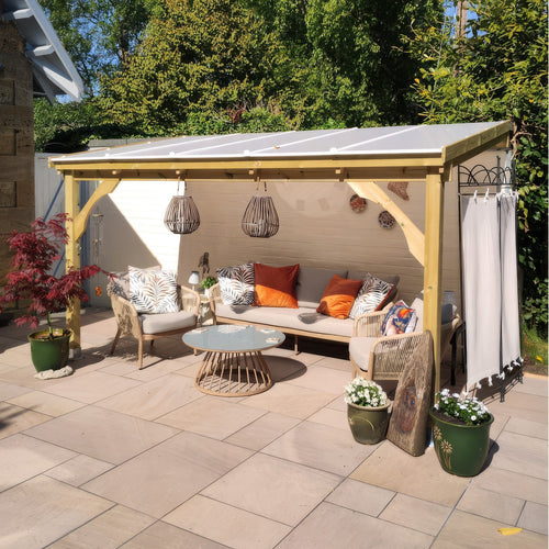 Wall Mounted Polycarbonate Roof Gazebo | Timber | Multiple Sizes
