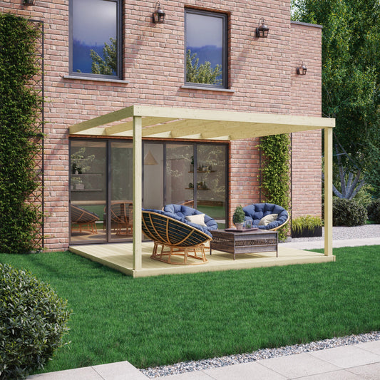 Wall Mounted Box Pergola with Decking Kit | Timber | Multiple Sizes