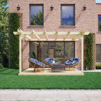 Wall Mounted Double Garden Pergola with Decking Kit | Timber | Multiple Sizes