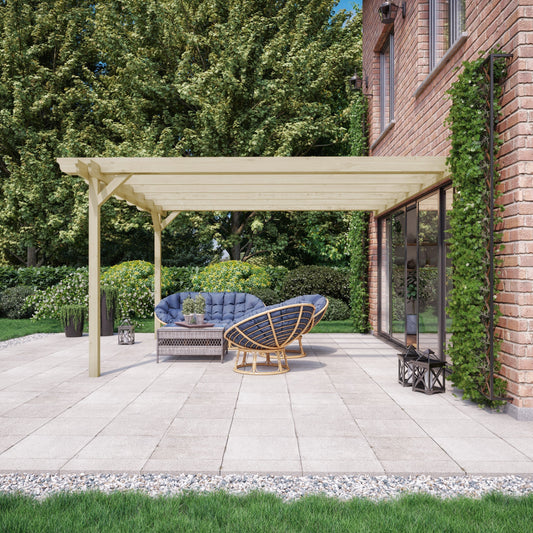 Wall Mounted Double Garden Pergola | Timber | Double Rail Corners | Multiple Sizes