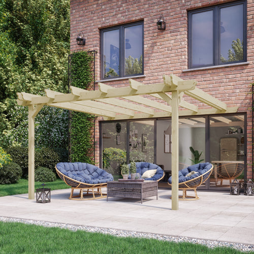 Wall Mounted Double Garden Pergola | Timber | Double Rail Corners | Multiple Sizes
