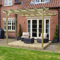 Wall Mounted Garden Pergola with Decking Kit | Timber | Multiple Sizes