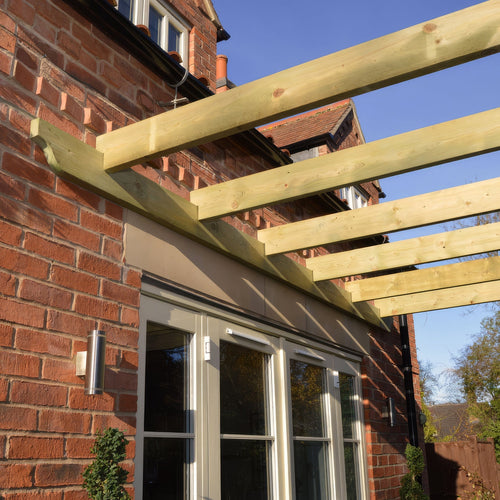 Wall Mounted Garden Pergola | Timber | Sculpted Rafter Ends | Multiple Sizes