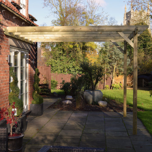 Wall Mounted Garden Pergola | Timber | Sculpted Rafter Ends | Multiple Sizes