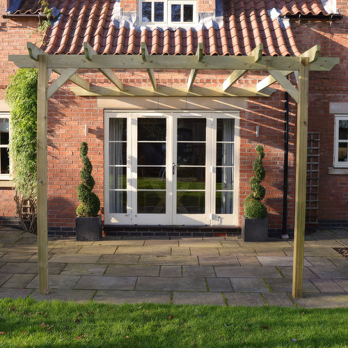 Wall Mounted Garden Pergola | Timber | Sculpted Rafter Ends | Multiple Sizes