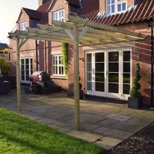 Wall Mounted Garden Pergola | Timber | Sculpted Rafter Ends | Multiple Sizes
