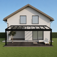 Giallo Plus glass veranda in anthracite from the side showing projection and beam depth